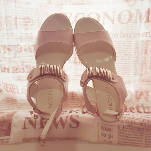 Light Pink heels heeled sandals platform - Picture 7 of 7